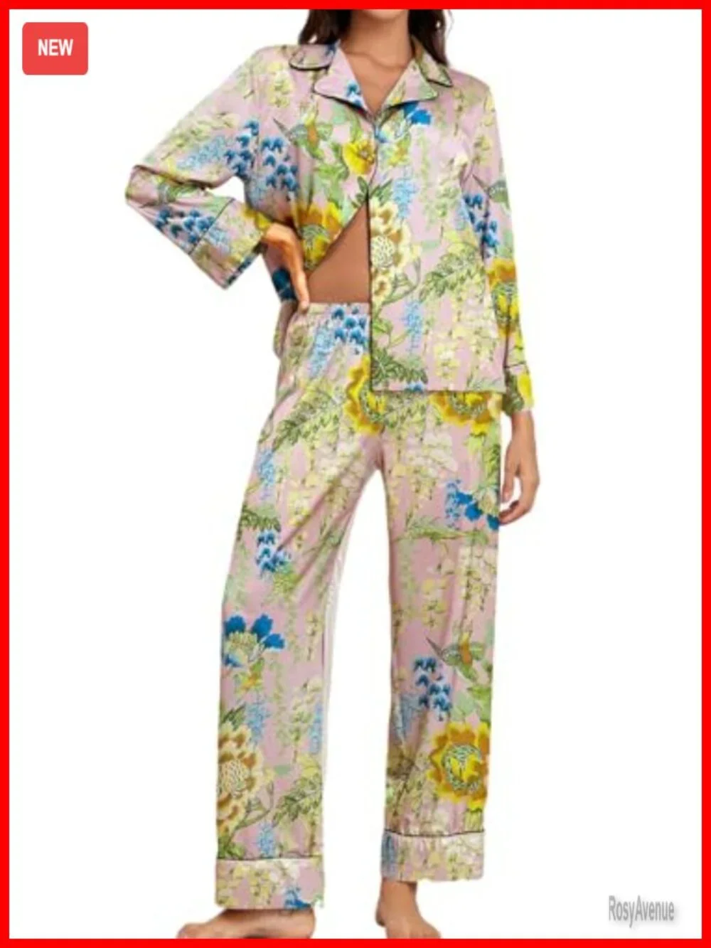 Silky Satin Long Sleeve Button Up Pajama Set
